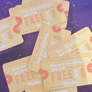 10 Jamba Juice Buy One Get One Free Smoothie Promo Gift Cards - Yellow & Orange